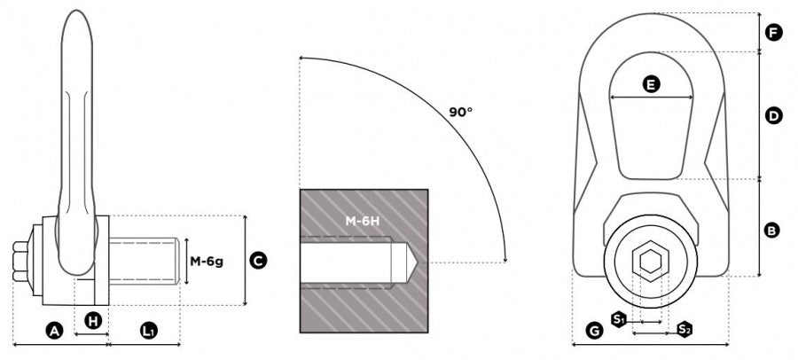 Nerezový otočný vázací bod SS.DSR, M30x47mm, nosnost 3000kg Doprodej