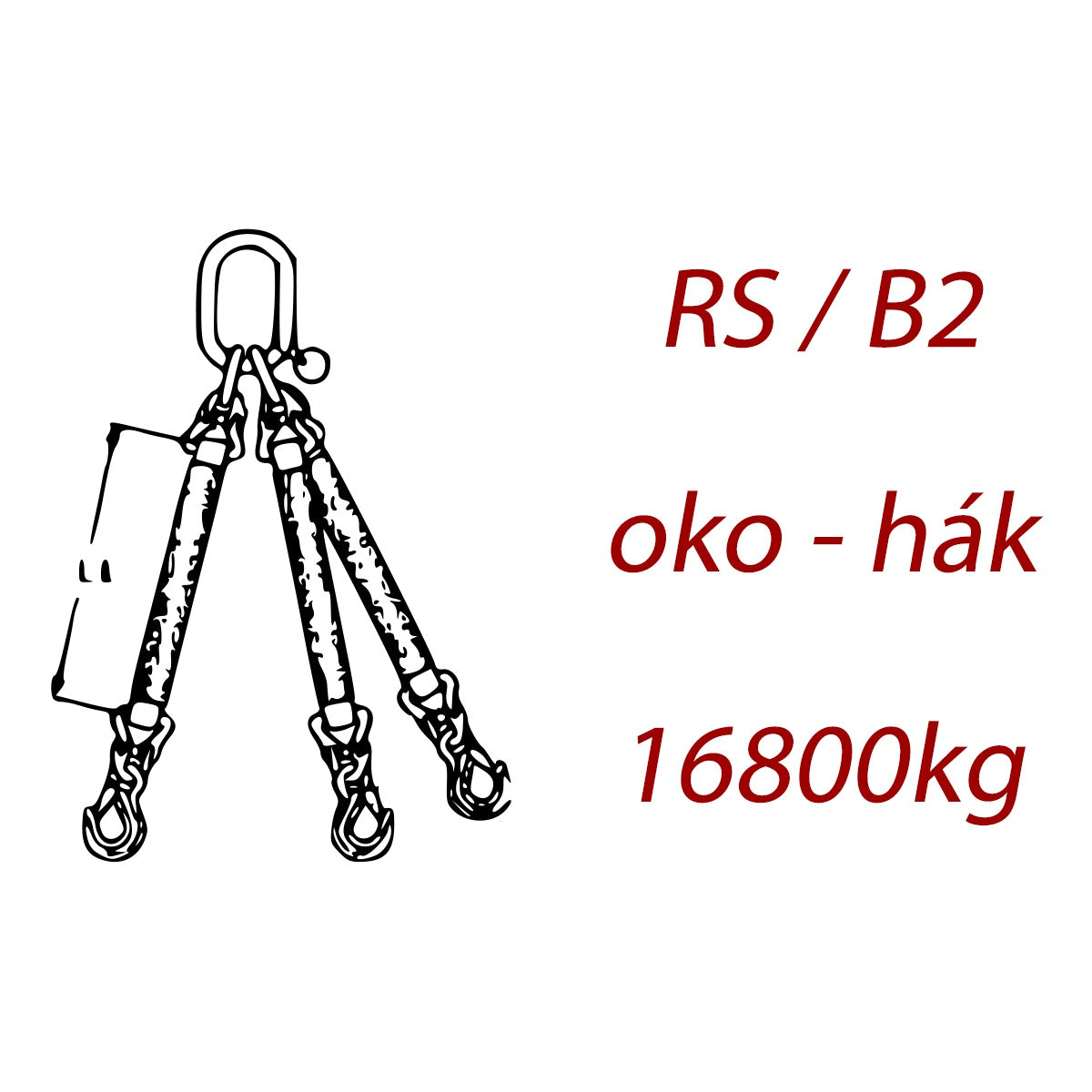 Třípramenný textilní kombinovaný vazák, oko-hák, nosnost 16800kg