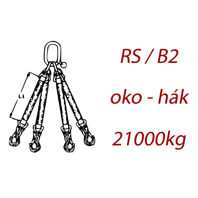 Čtyřpramenný textilní kombinovaný vazák, oko-hák, nosnost 21000kg