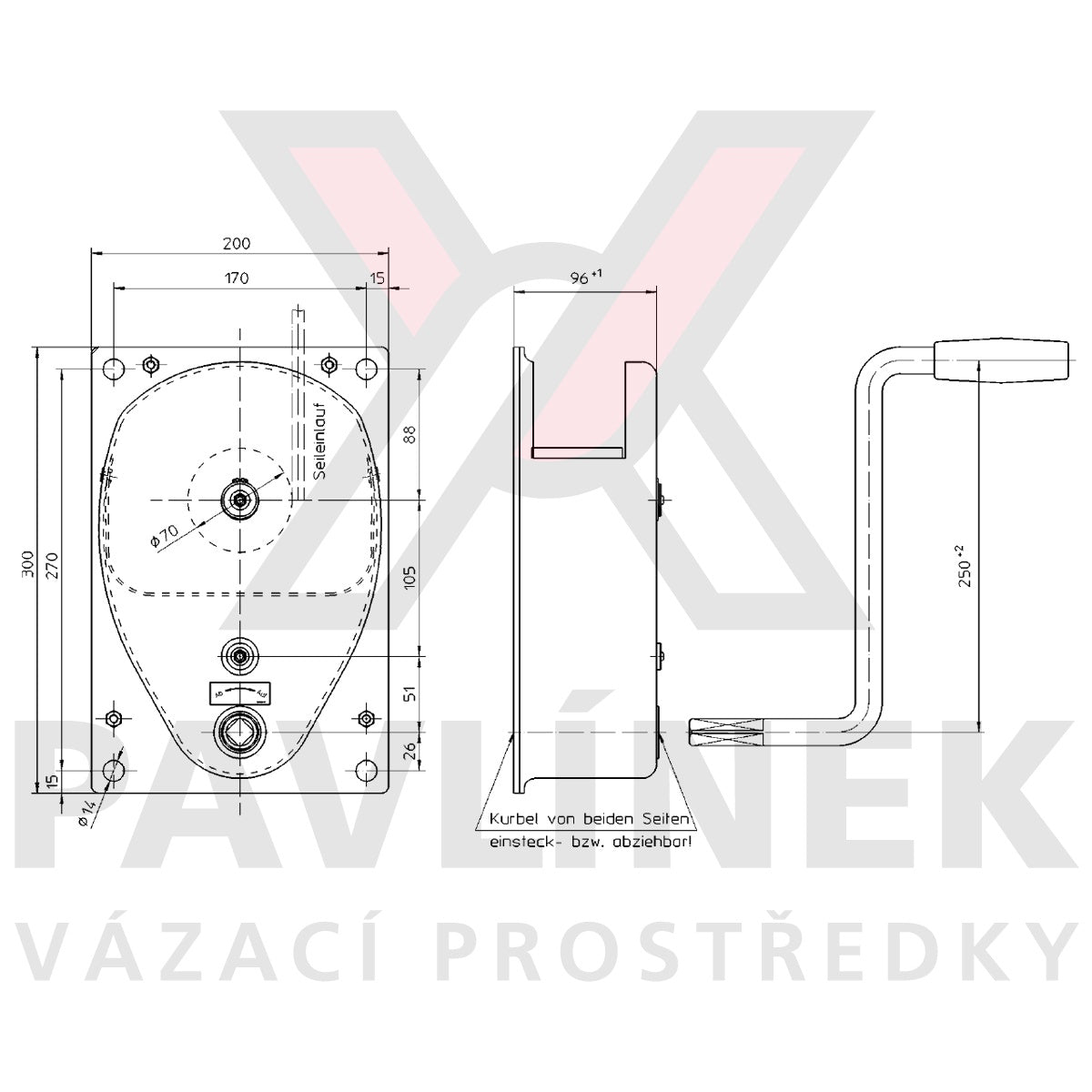 Ruční lanový naviják HAACON 4216 - 250kg a 500kg