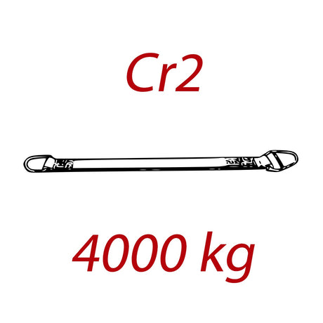 Cr2 - 4000kg, popruh plochý s kovovými provlékacími oky, šedý, šíře 120mm