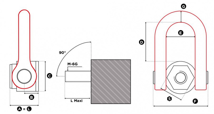 Otočný vázací bod FE.DSS M24 s vnitřním závitem, délka závitu 66mm, nosnost 4500kg