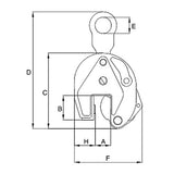 Vertikální zvedací svěrka IP10 s jednoduchým okem-pro plechy s tvrdostí až 47 HrC-CROSBY-rozměry