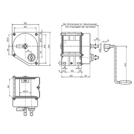 Nerezový ruční lanový naviják HAACON typ 4202 - 500kg