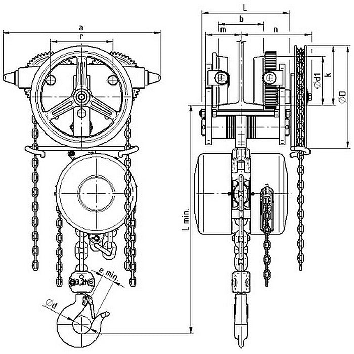 Řetězový kladkostroj BRANO - Z 220-A, pojízdný, nosnost 1600kg 