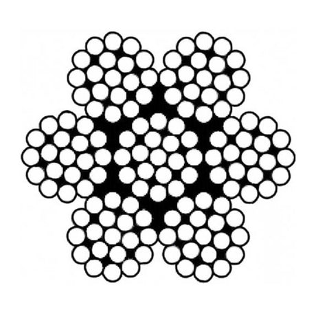 Šestipramenné ocelové lano, konstrukce&nbsp; 6x19-WSC, pozinkované